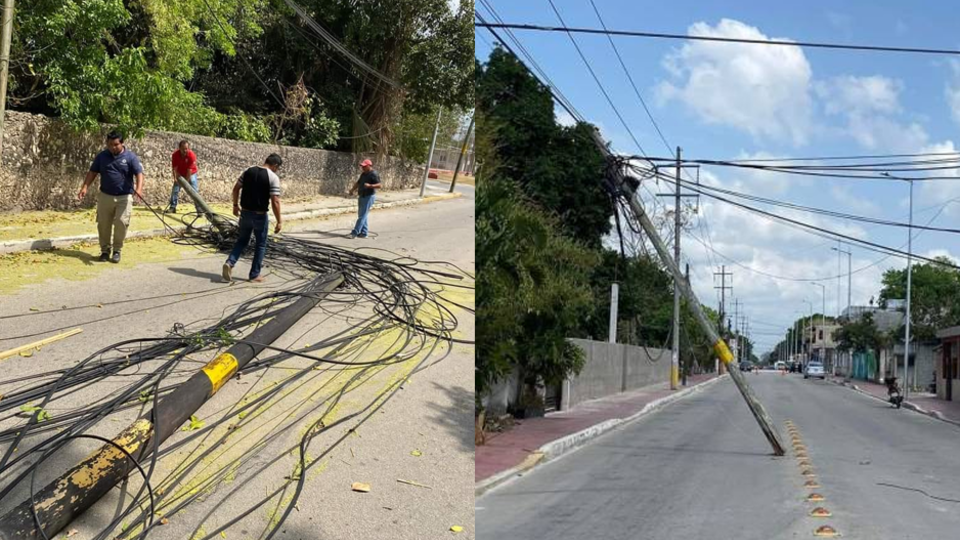 Volquete Derriba Nueve Postes De Telmex En Felipe Carrillo Puerto